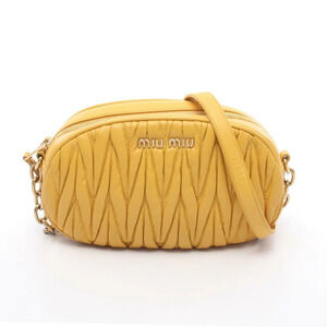 Miu Miu Matelasse Shoulder Bag Lambskin Leather Yellow
